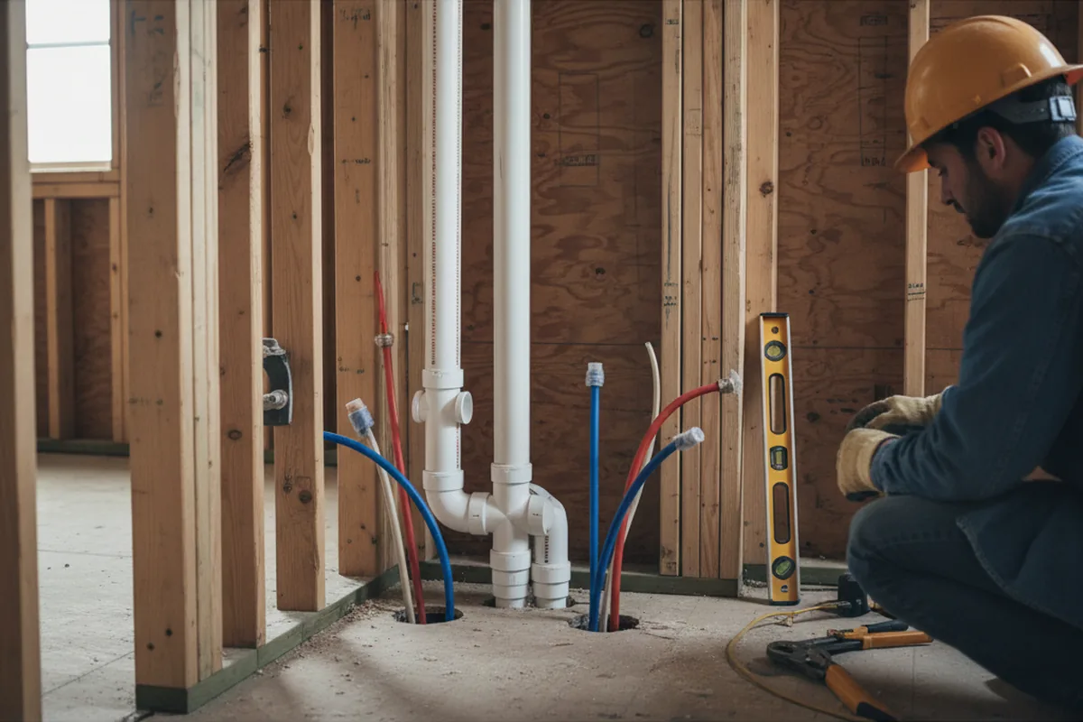 Drain and supply rough-in during Drain Cleaning in Pound Ridge