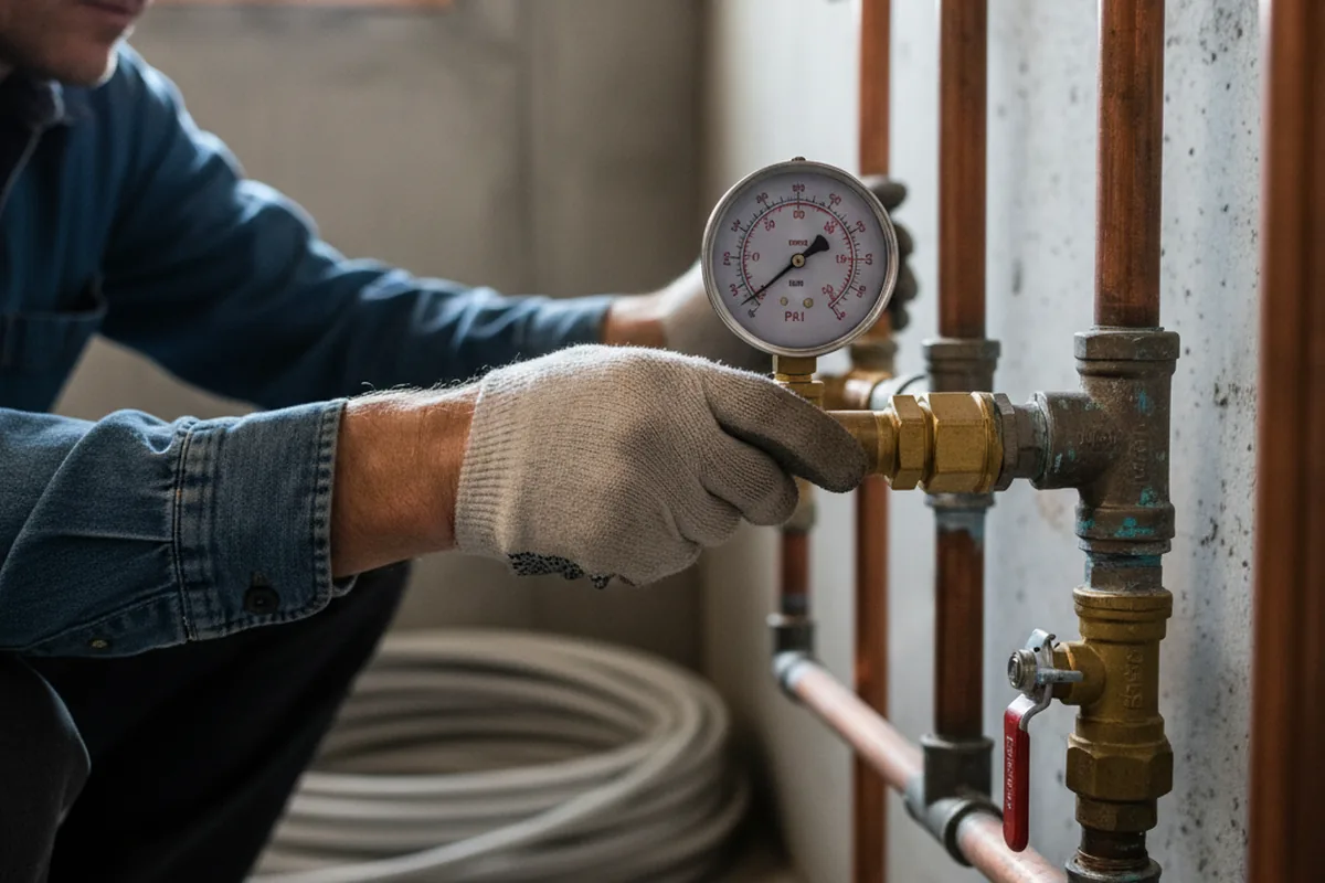 Pressure testing a repaired line during Water Line Repair in Pound Ridge